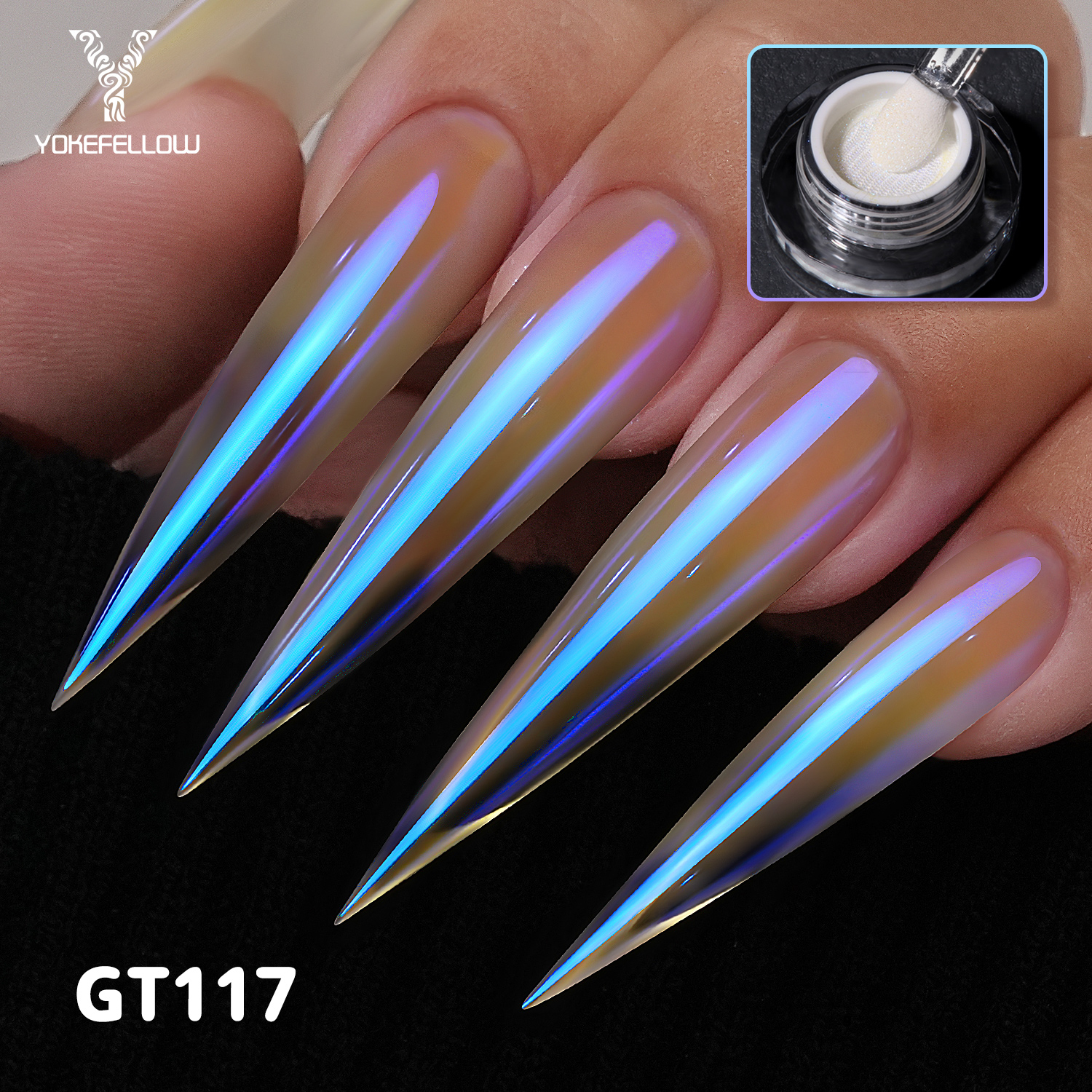 Nail Glitter Chrome - YOKEFELLOW GleamTap Chrome Nail Powder Midnight