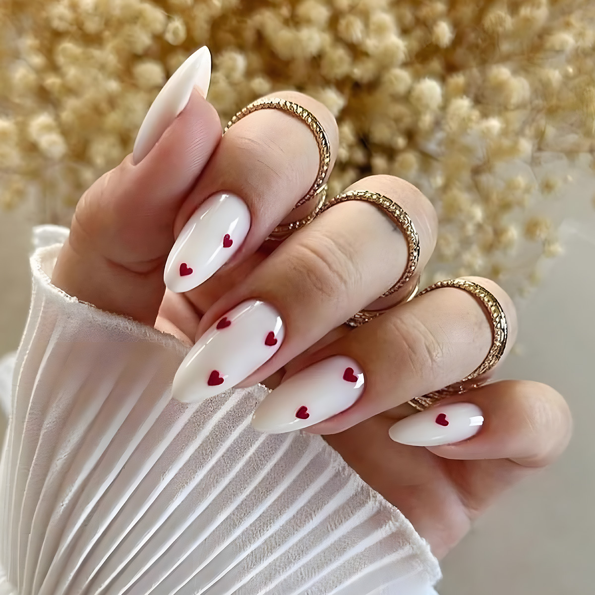 Nail Art Simple - 30Pcs Simple Red Heart False Nails,