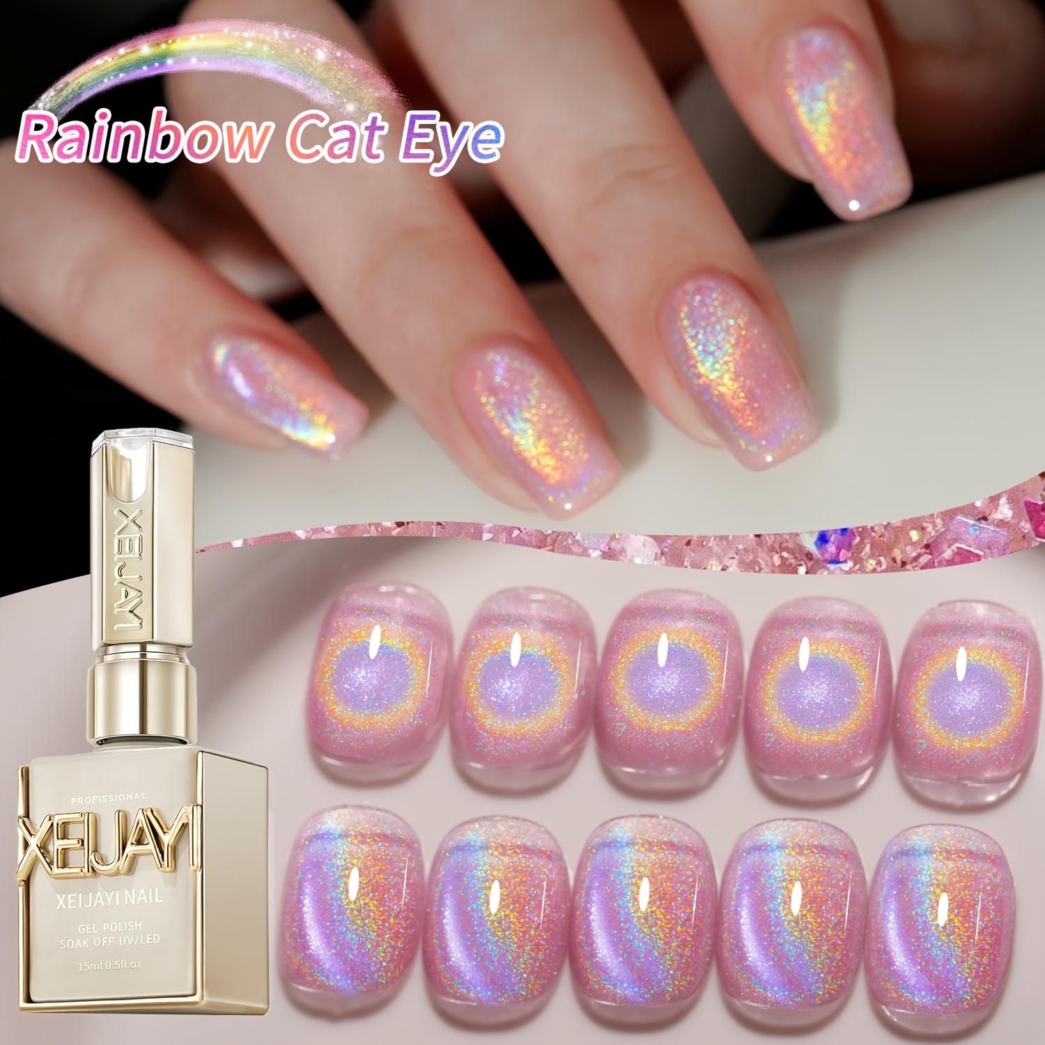 15Ml Rainbow Cat's Eye gel nai - Nail Art Rainbow review and price