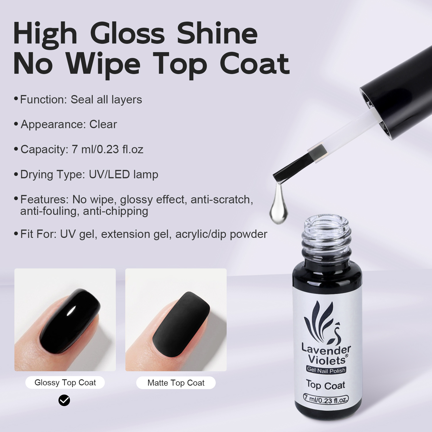 7ml Glossy No Wipe Top Coat, S - Nail Art Violet review and price