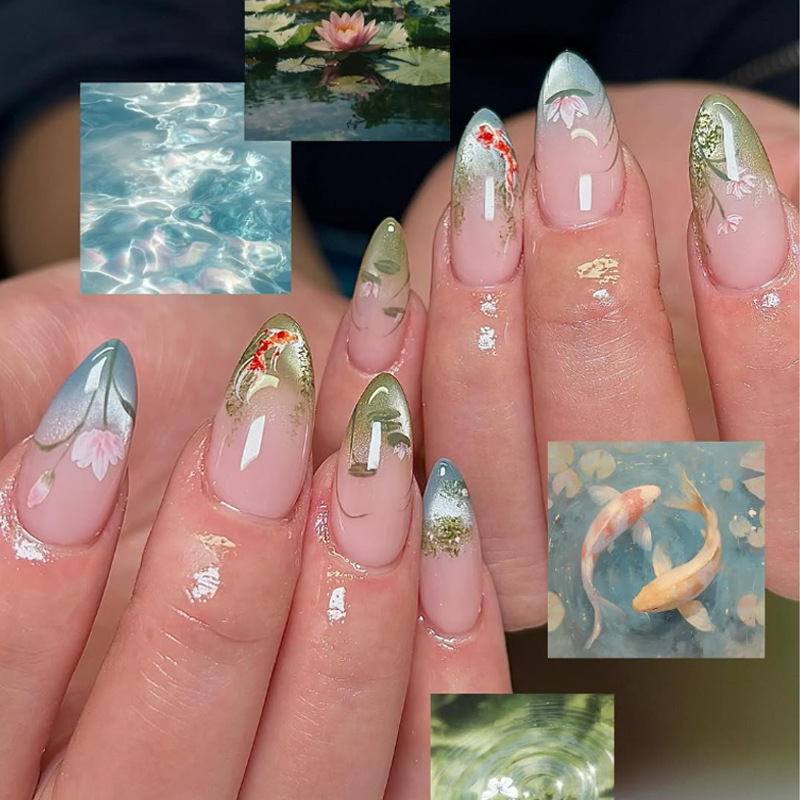 24pcs Cat Eye French Almond Pr - Nail Art Full Cat Eye review and price
