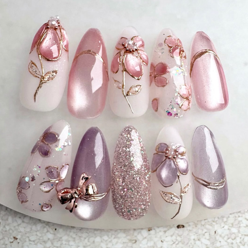 24pcs Cat Eye French Almond Pr - Nail Art Full Cat Eye review and price