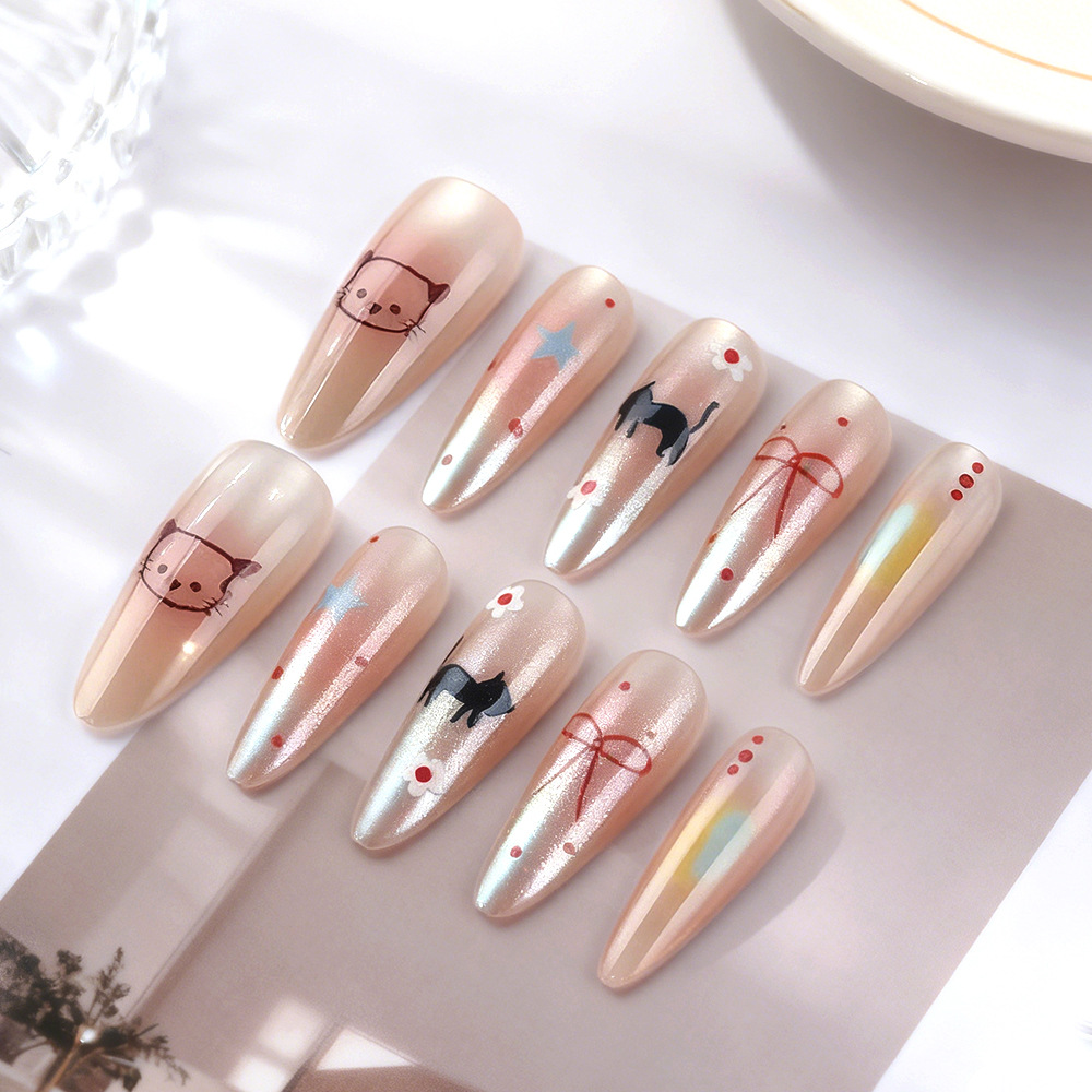 24pcs fake nail art, long almo - Nail Art Full Cat Eye review and price