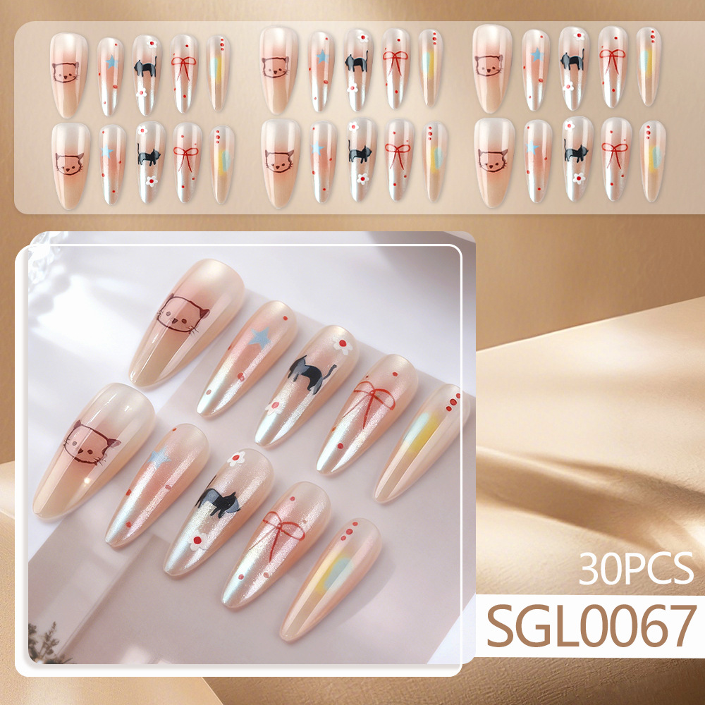 24pcs fake nail art, long almo - Nail Art Full Cat Eye review and price