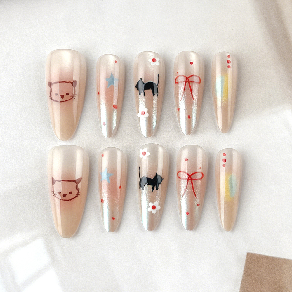 24pcs fake nail art, long almo - Nail Art Full Cat Eye review and price