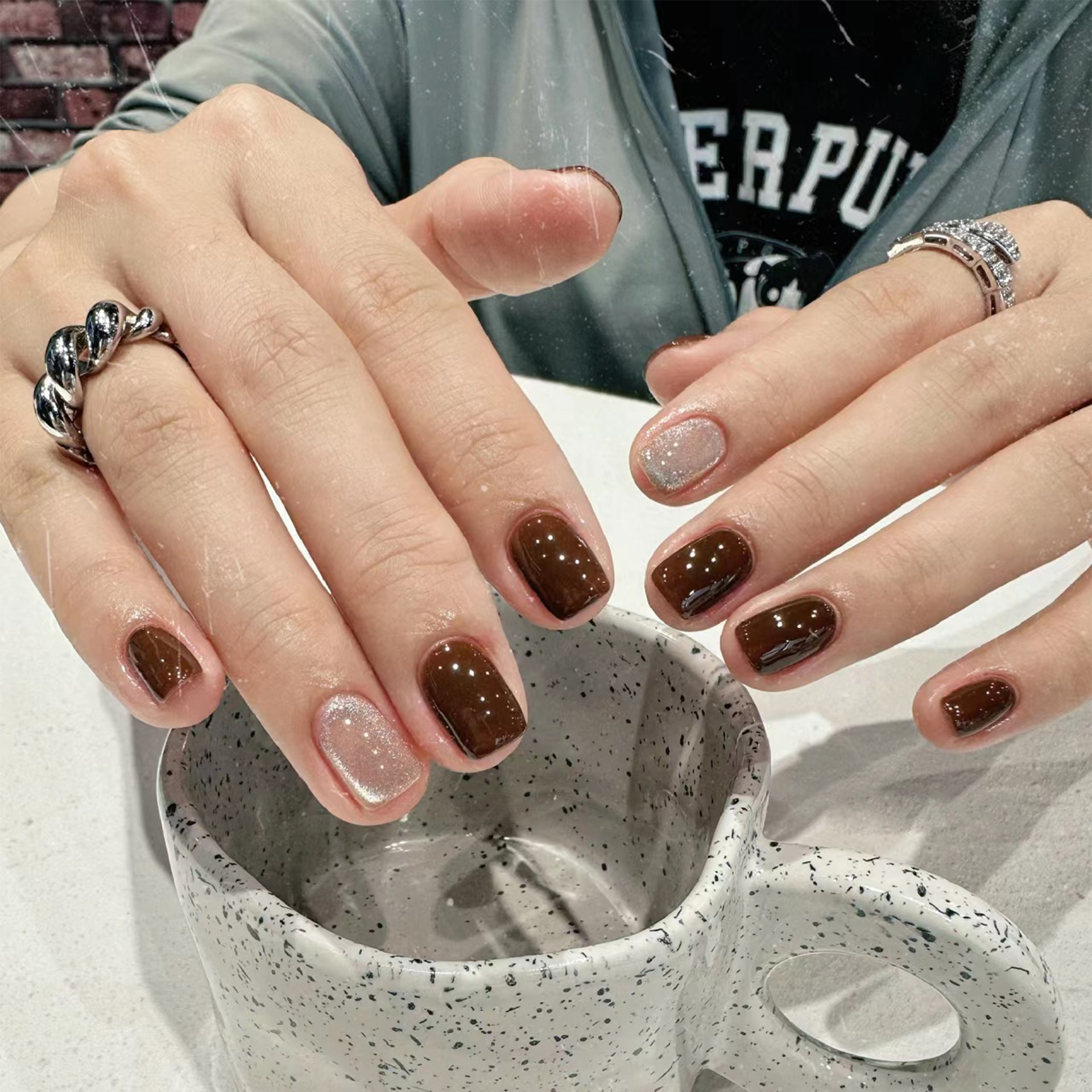 24Pcs Caramel Brown Ombre Glit - Nail Art Simple review and price