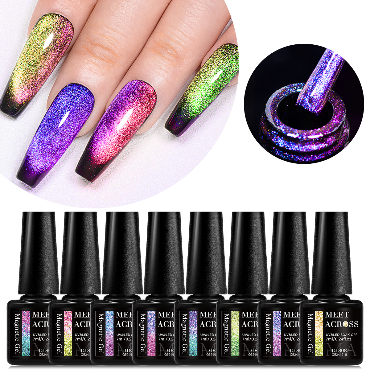 MEET ACROSS 7ml 9D Rainbow Mag - Nail Art Rainbow review and price