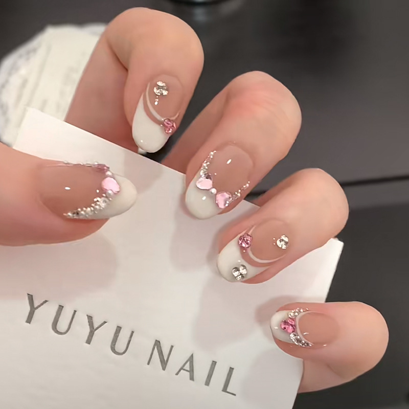 10Pcs White French Pink Heart  - Nail Art Strawberry review and price