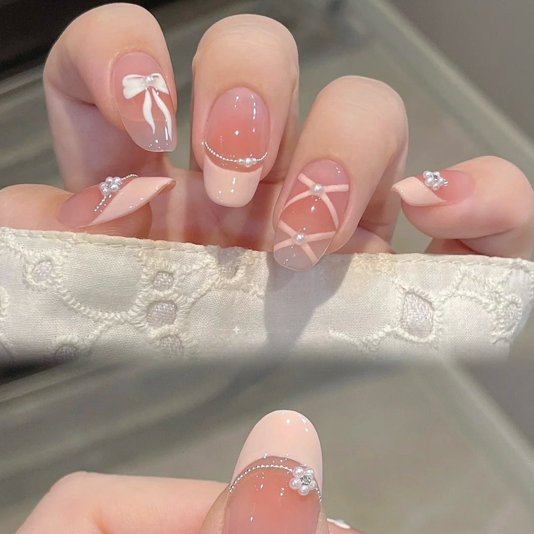 10Pcs White French Pink Heart  - Nail Art Strawberry review and price