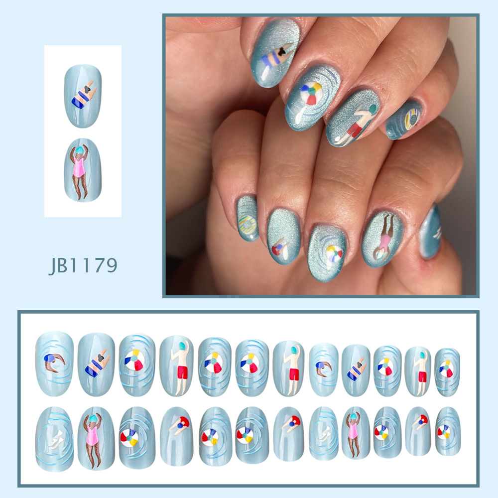 24Pcs fake nail art, light blu - Nail Art Full Cat Eye review and price