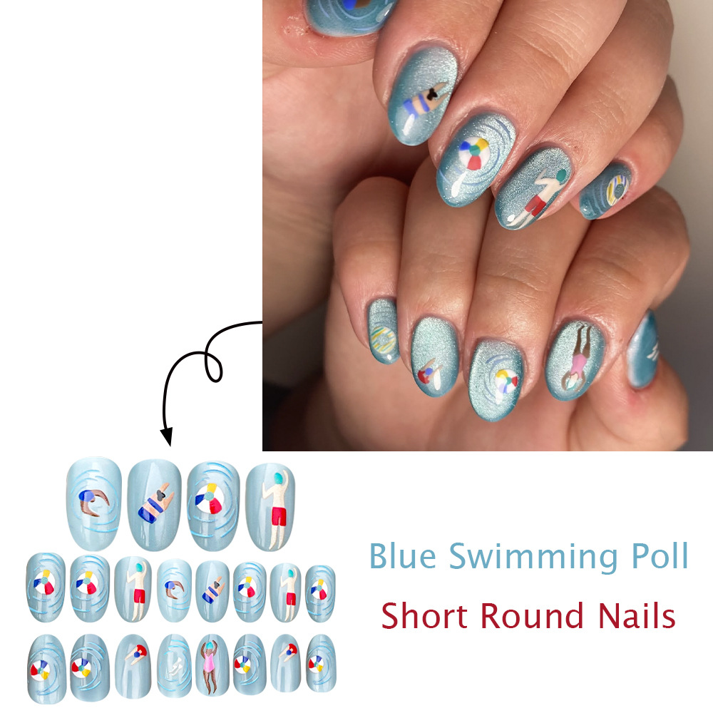 24Pcs fake nail art, light blu - Nail Art Full Cat Eye review and price