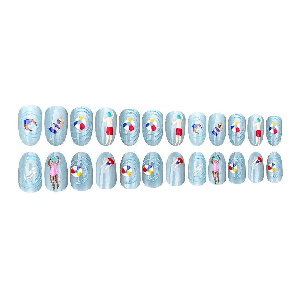 24Pcs fake nail art, light blu - Nail Art Full Cat Eye review and price