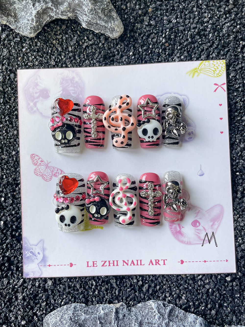 Y2K Hot Girl Skull Head Press  - Nail Art Zebra Design review and price