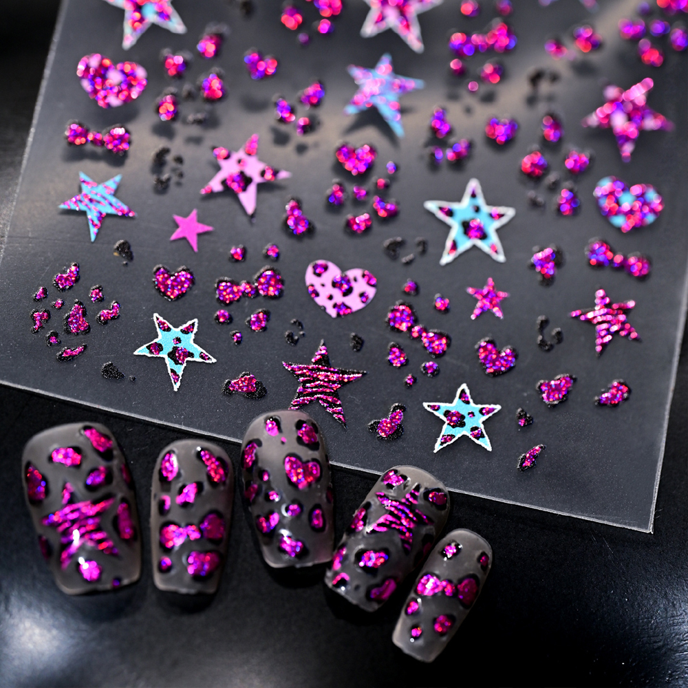 5D Leopard Print Bowknot Star  - Nail Art Zebra Design review and price