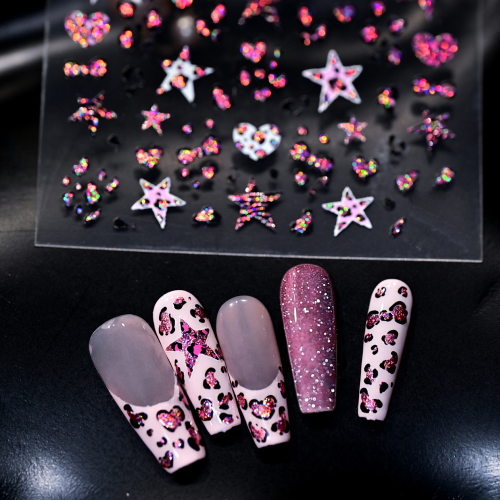 5D Leopard Print Bowknot Star  - Nail Art Zebra Design review and price