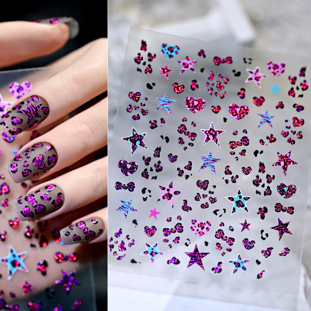 5D Leopard Print Bowknot Star  - Nail Art Zebra Design review and price