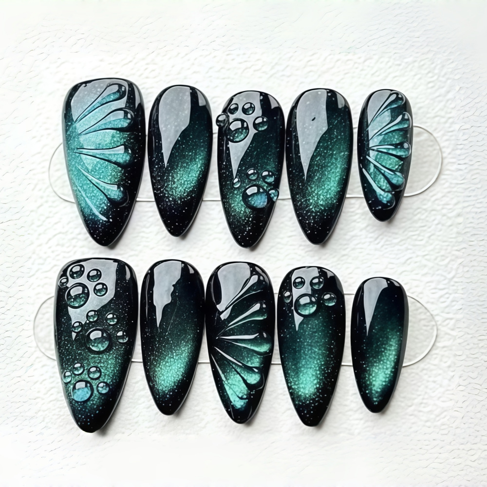 24Pcs fake nail art, 3D drop g - Nail Art Full Cat Eye review and price