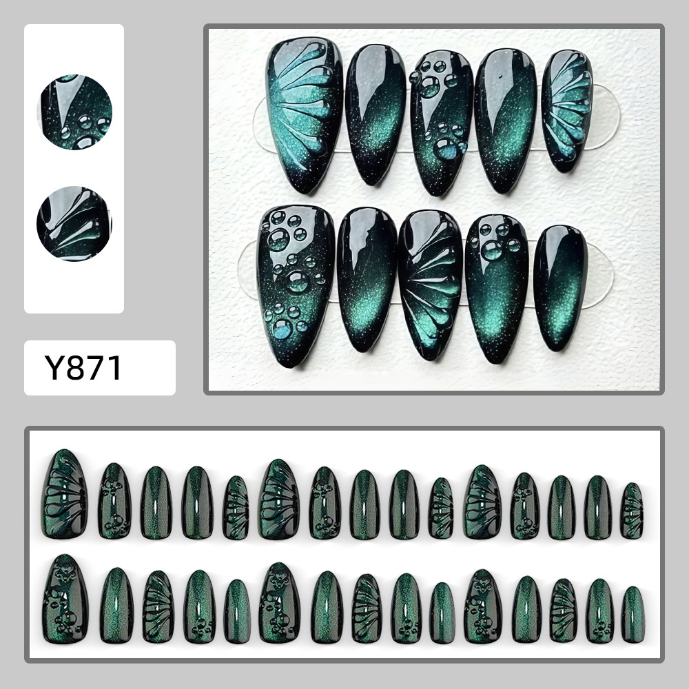 24Pcs fake nail art, 3D drop g - Nail Art Full Cat Eye review and price