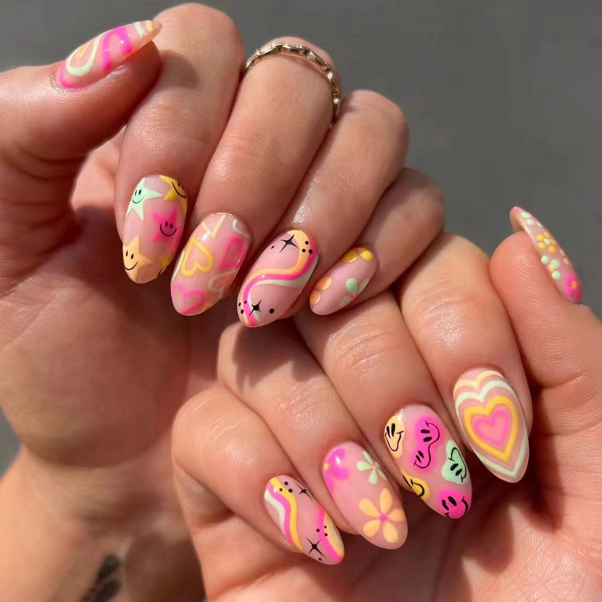 24pcs Short Almond Press on Na - Nail Art Simple review and price