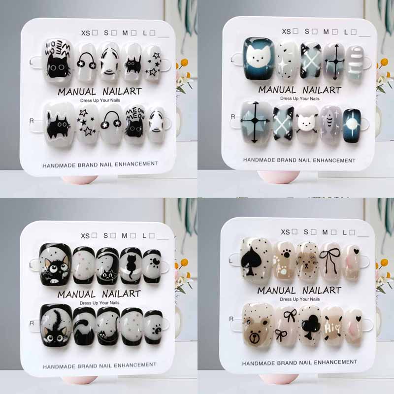 10Pcs Cute Cartoon Black Cat B - Nail Art Strawberry review and price