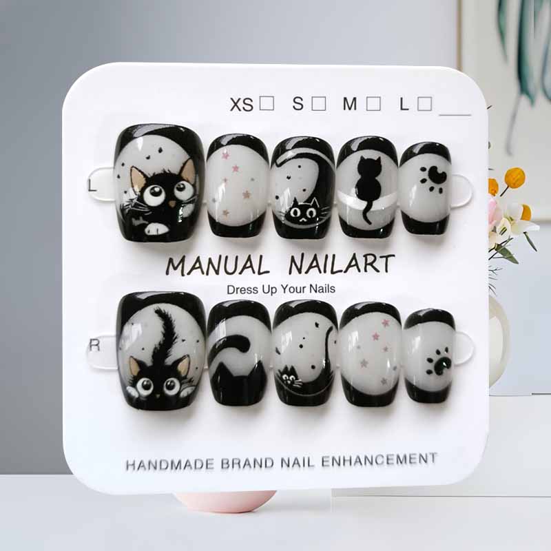 10Pcs Cute Cartoon Black Cat B - Nail Art Strawberry review and price