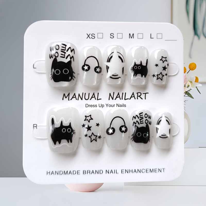 10Pcs Cute Cartoon Black Cat B - Nail Art Strawberry review and price