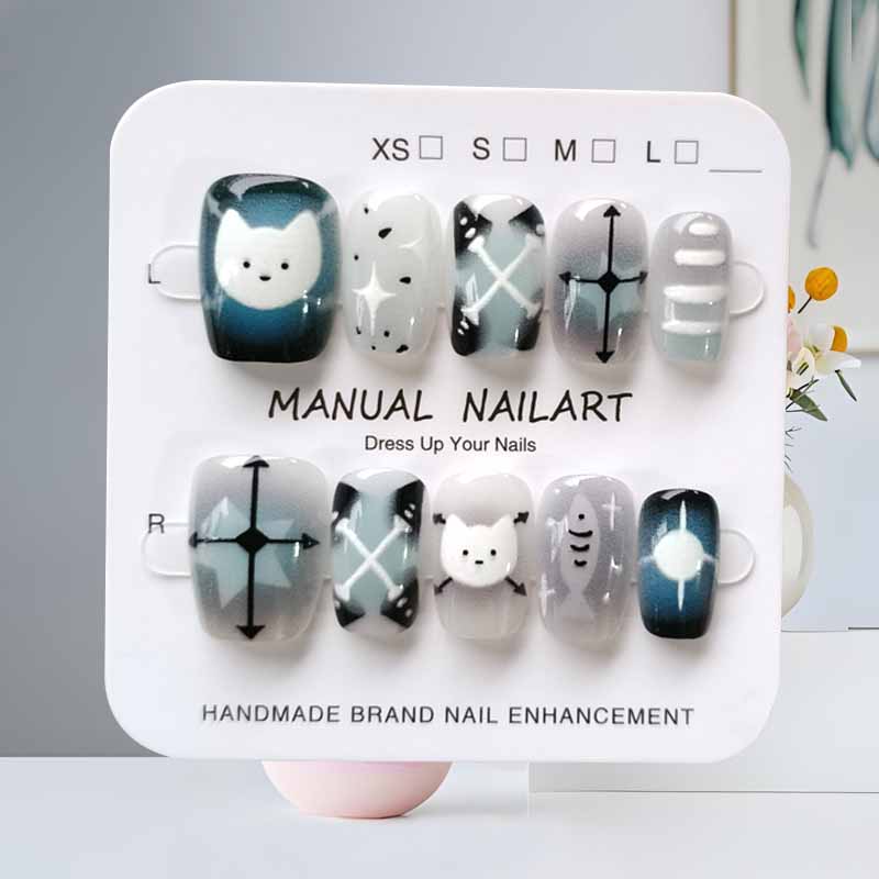 10Pcs Cute Cartoon Black Cat B - Nail Art Strawberry review and price