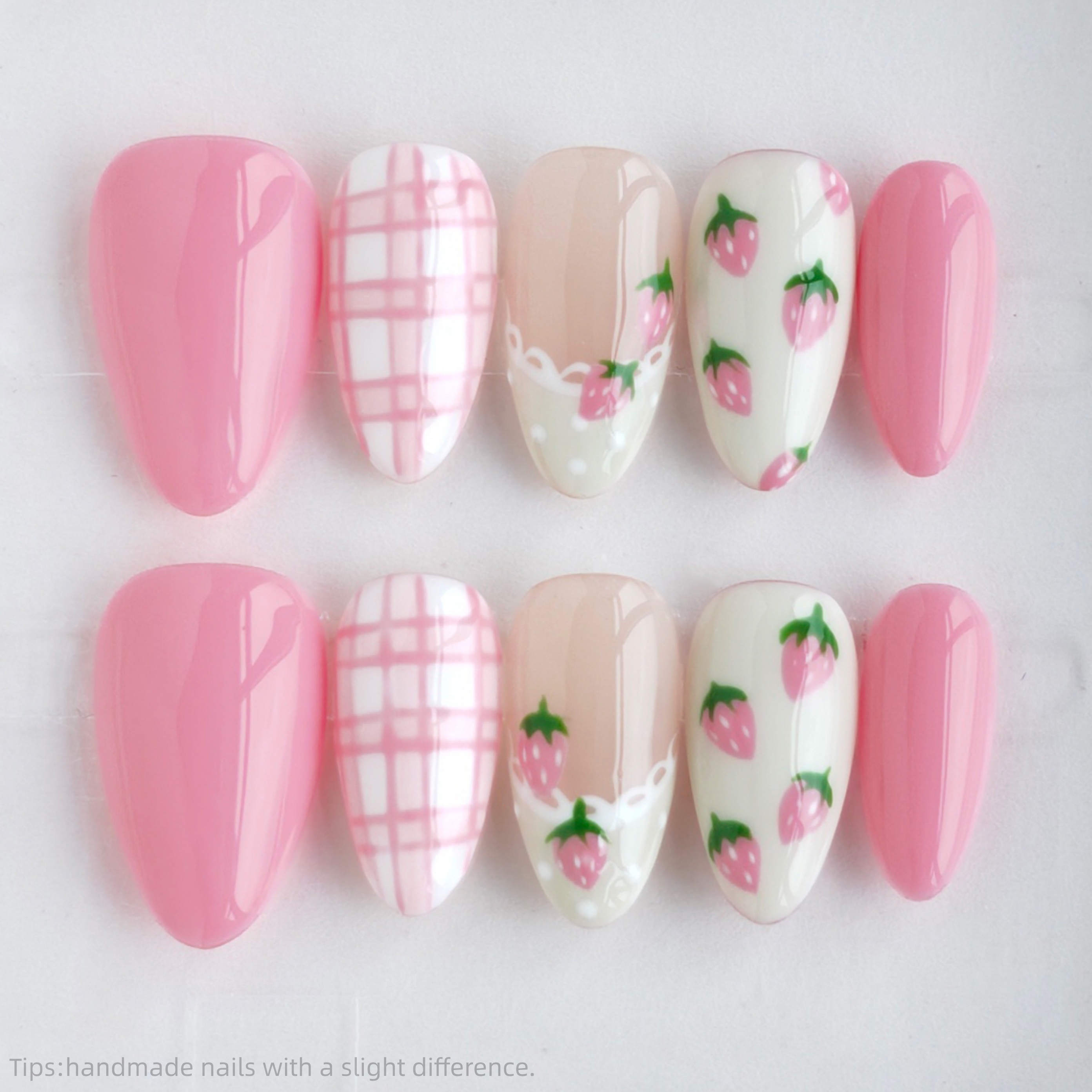 10PCS Handmade Press on Nails  - Nail Art Strawberry review and price