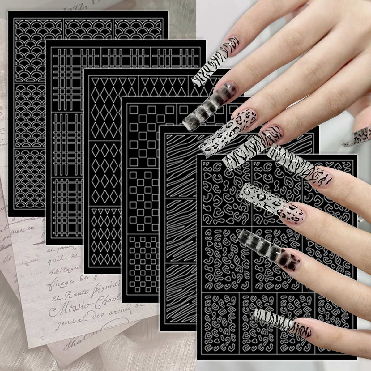 3 to 30 Sheets Black Line Geom - Nail Art Zebra Design review and price