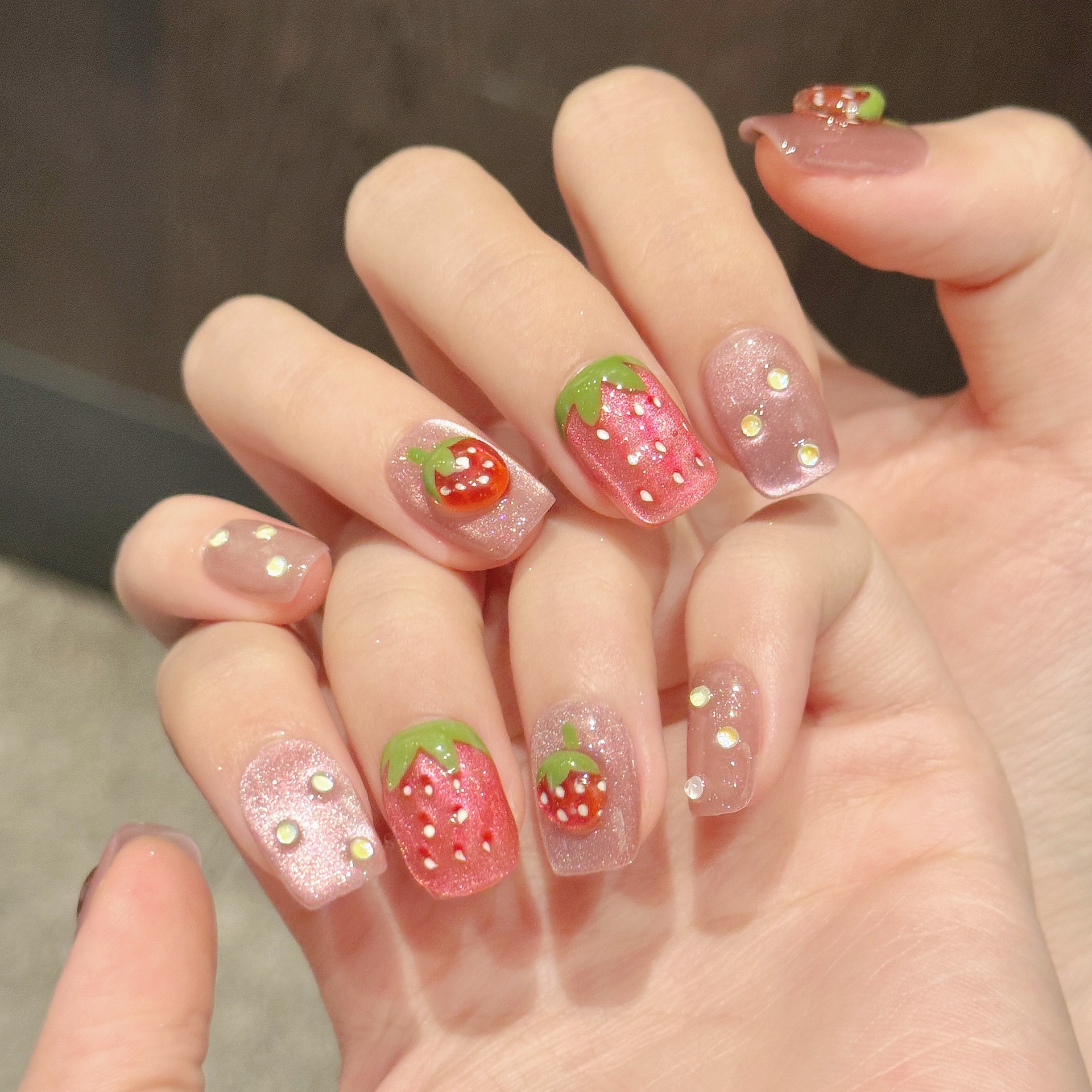 10pcs Handmade Press on Nails  - Nail Art Strawberry review and price