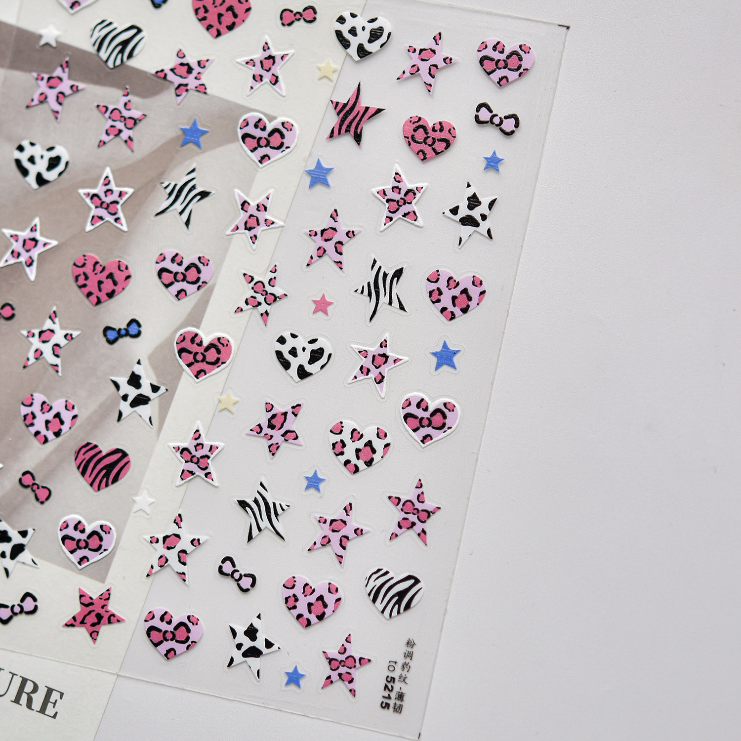 Blue And Pink Star Shaped Hear - Nail Art Zebra Design review and price