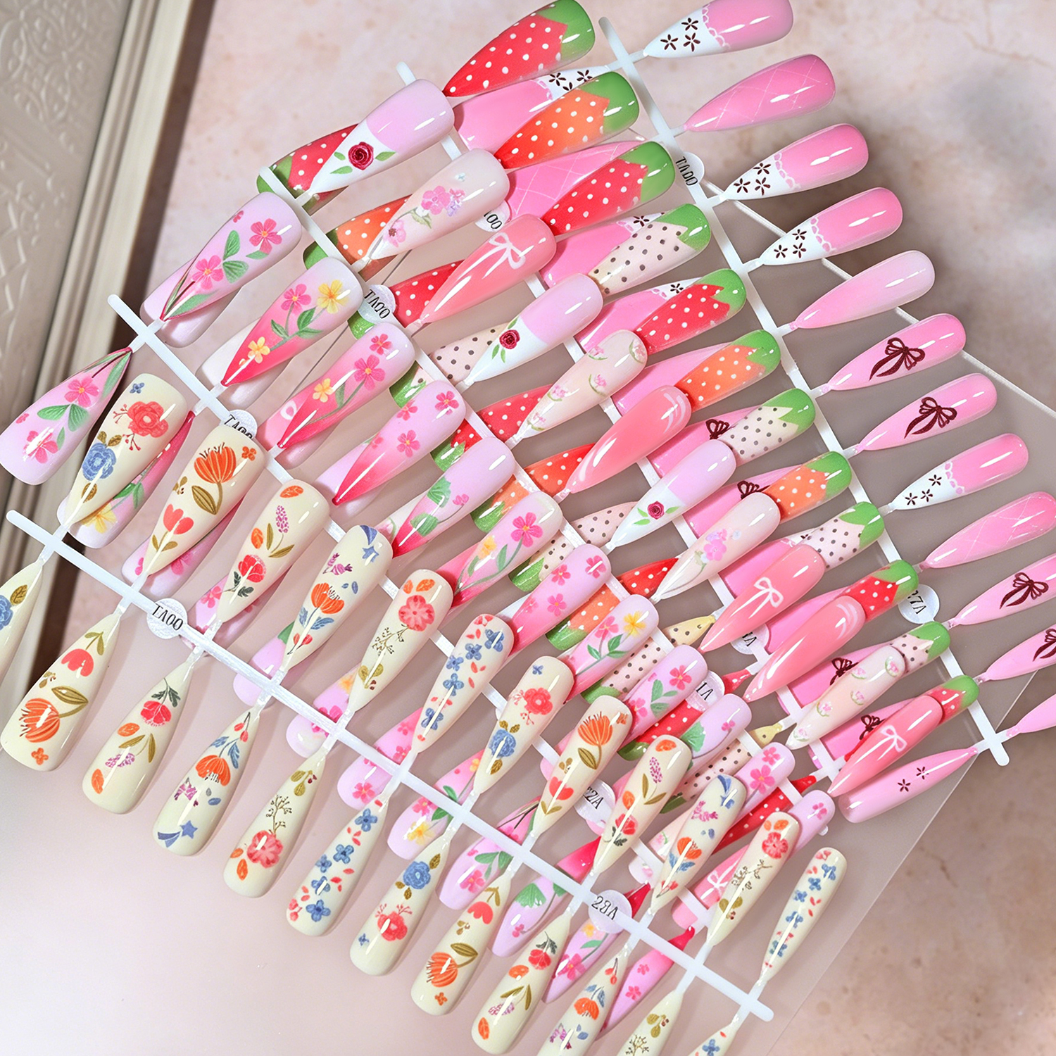 120Pcs Long Almond Press On Na - Nail Art Strawberry review and price