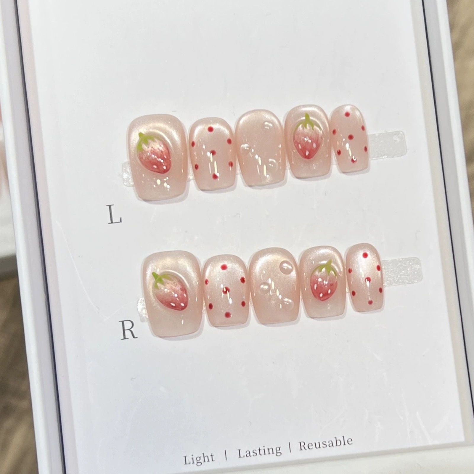 10PCS Short Square Fake Nails  - Nail Art Strawberry review and price