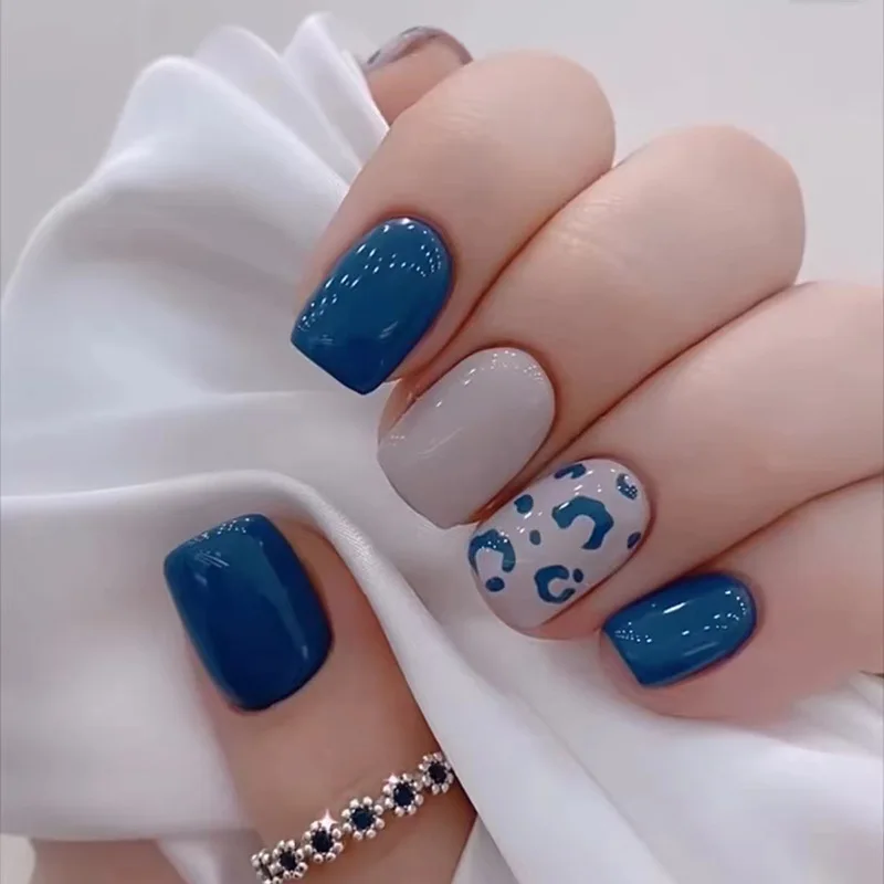 24pcs Blue Short Square Press  - Nail Art Simple review and price