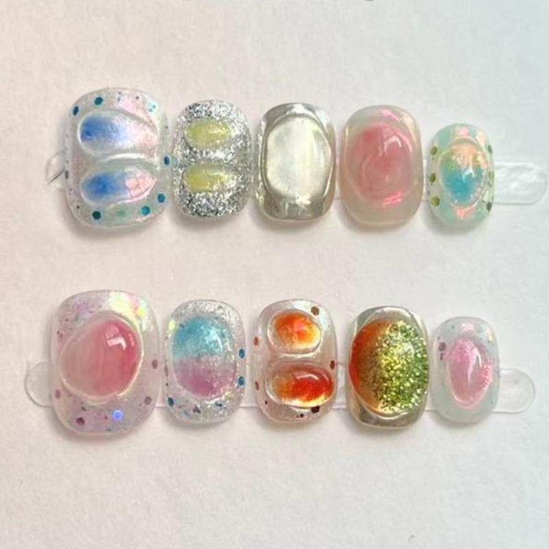 10Pcs Cute Short Round Handmad - Nail Art Strawberry review and price
