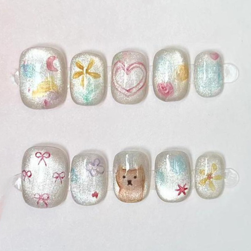 10Pcs Cute Short Round Handmad - Nail Art Strawberry review and price
