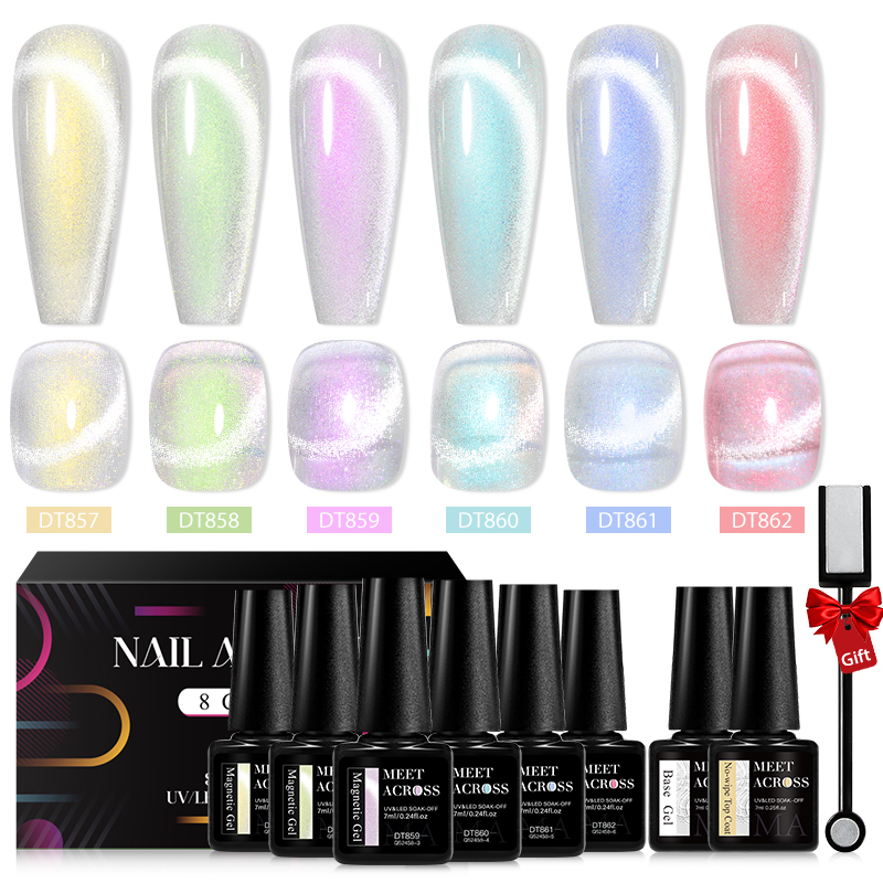 MEET ACROSS 8Pcs/Set 9D Rainbo - Nail Art Rainbow review and price