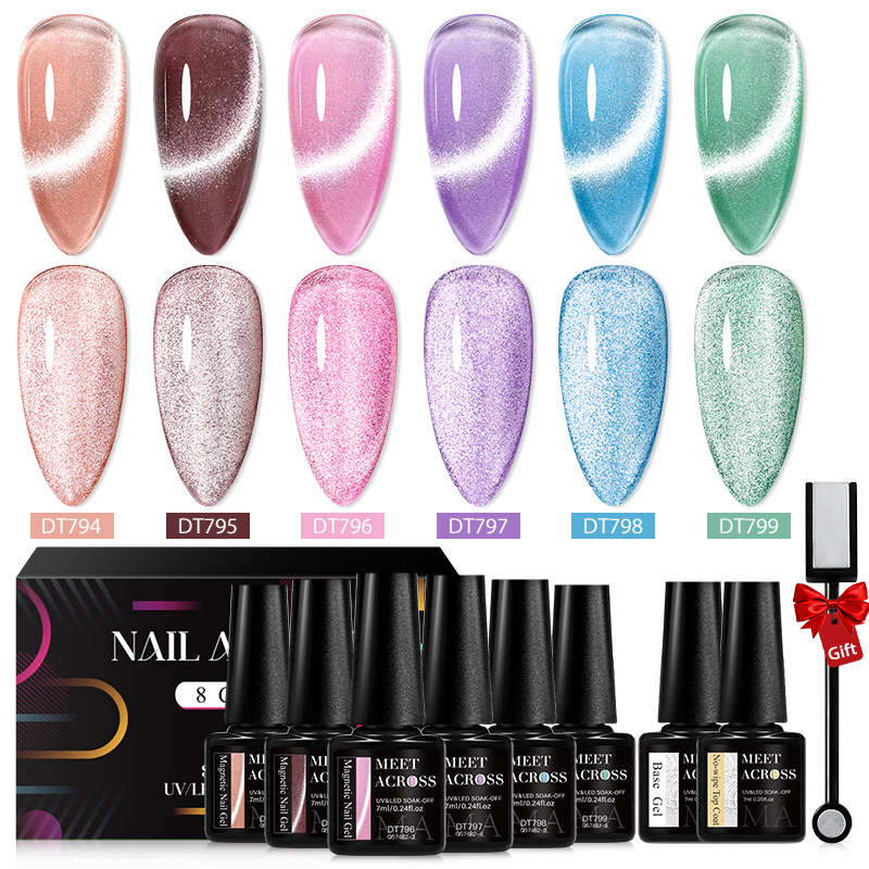 MEET ACROSS 8Pcs/Set 9D Rainbo - Nail Art Rainbow review and price