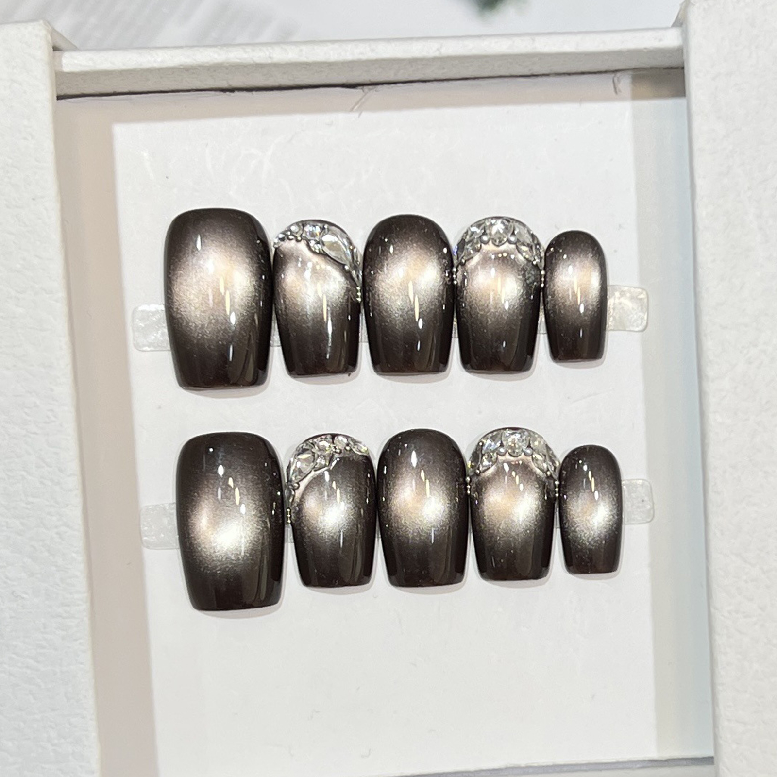 10pcs Black Cat Eyes Press on  - Nail Art Full Cat Eye review and price
