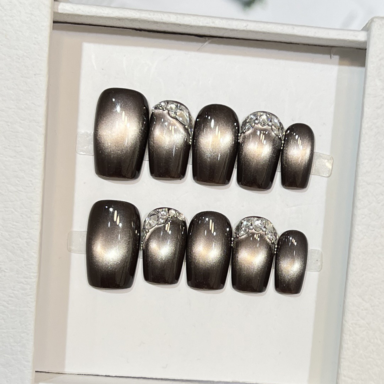 10pcs Black Cat Eyes Press on  - Nail Art Full Cat Eye review and price