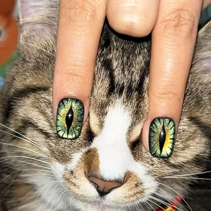 Short fake nails for women shi - Nail Art Full Cat Eye review and price