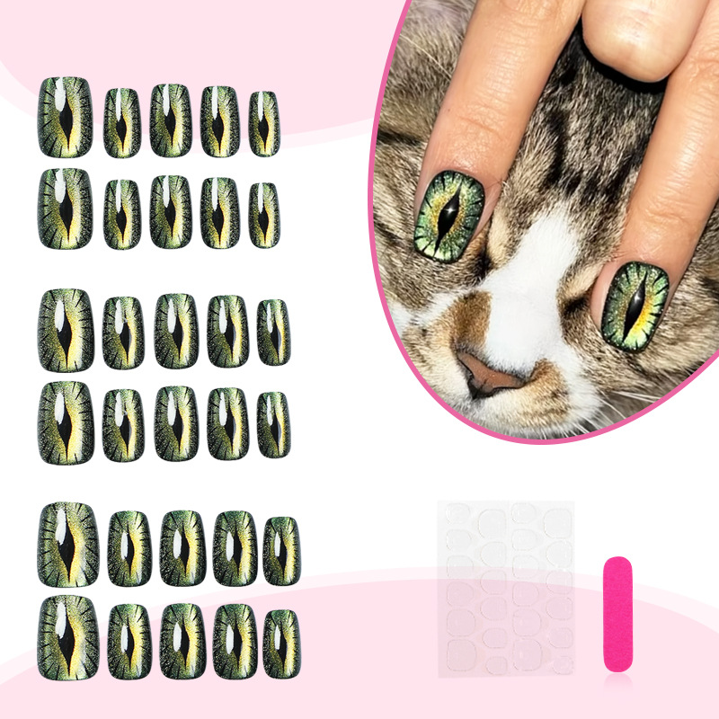 Short fake nails for women shi - Nail Art Full Cat Eye review and price