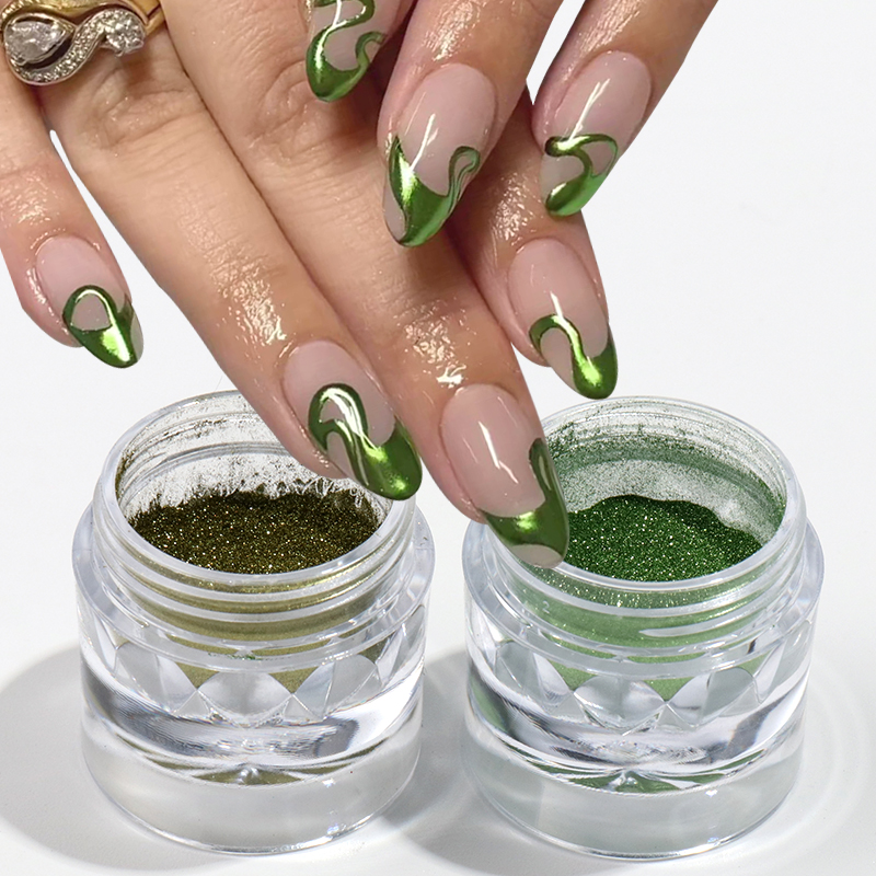 2 Box Metallic Green Chrome Na - Nail Glitter Chrome review and price