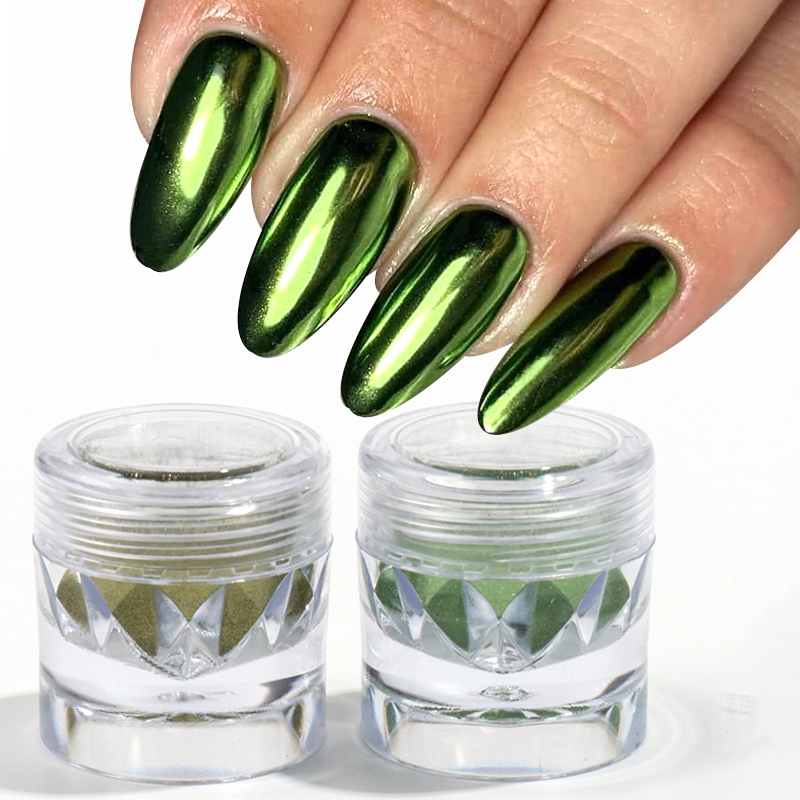 2 Box Metallic Green Chrome Na - Nail Glitter Chrome review and price