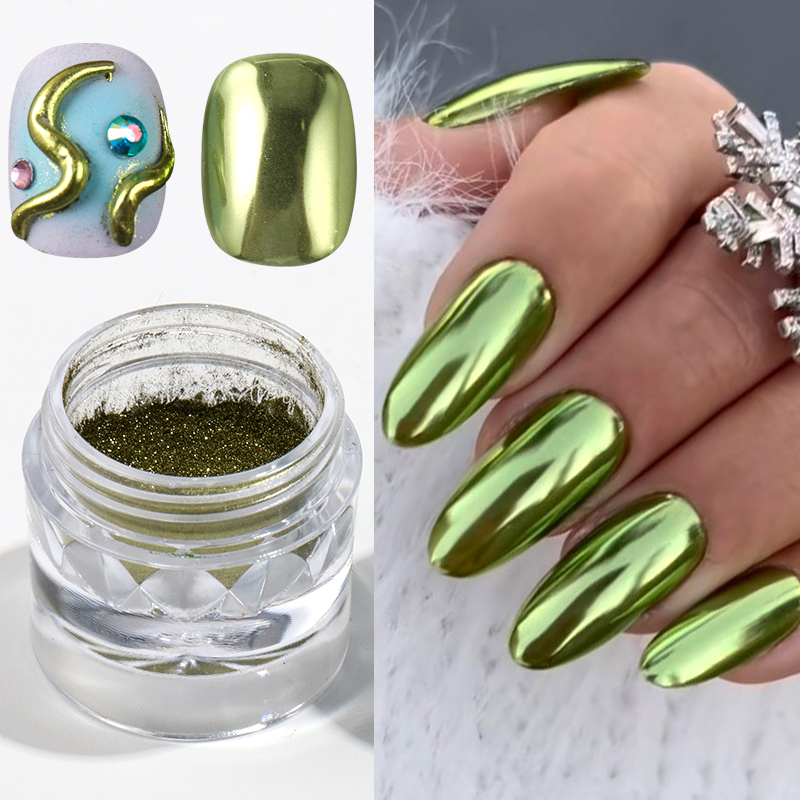 2 Box Metallic Green Chrome Na - Nail Glitter Chrome review and price