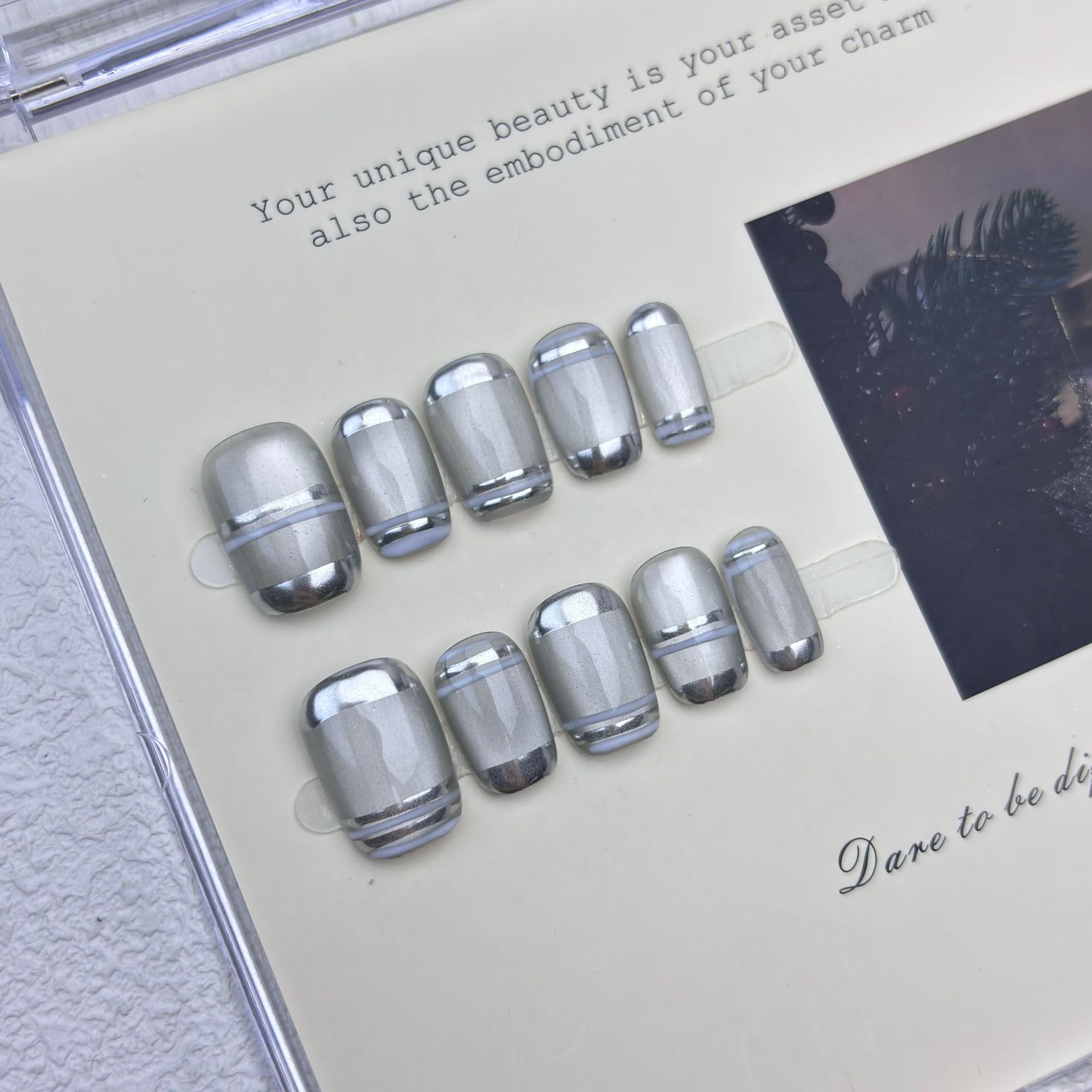 10pcs Aurora Chrome Press on N - Nail Glitter Chrome review and price