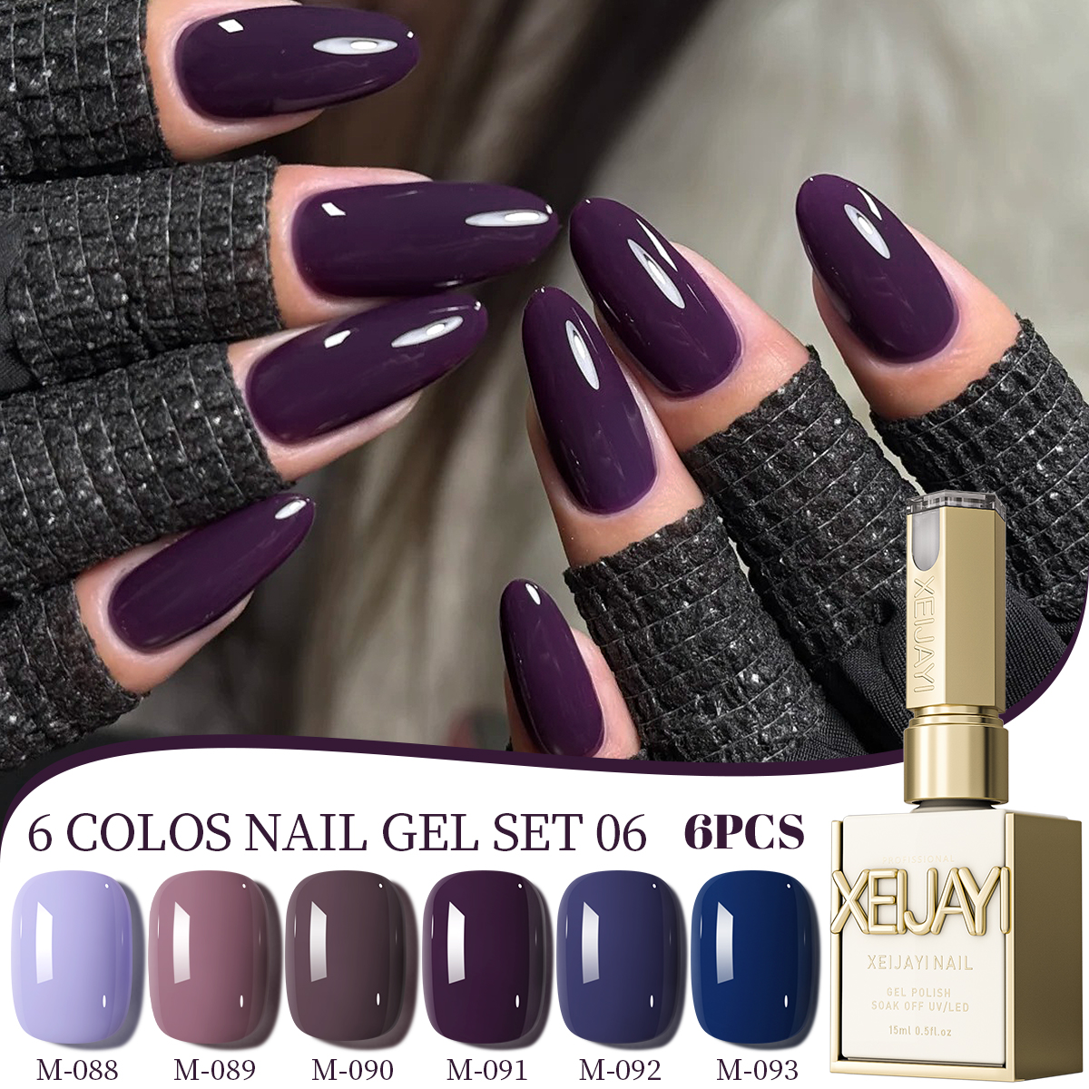 1/6pcs XEIJAYI  Purple Gel Nai - Nail Art Violet review and price