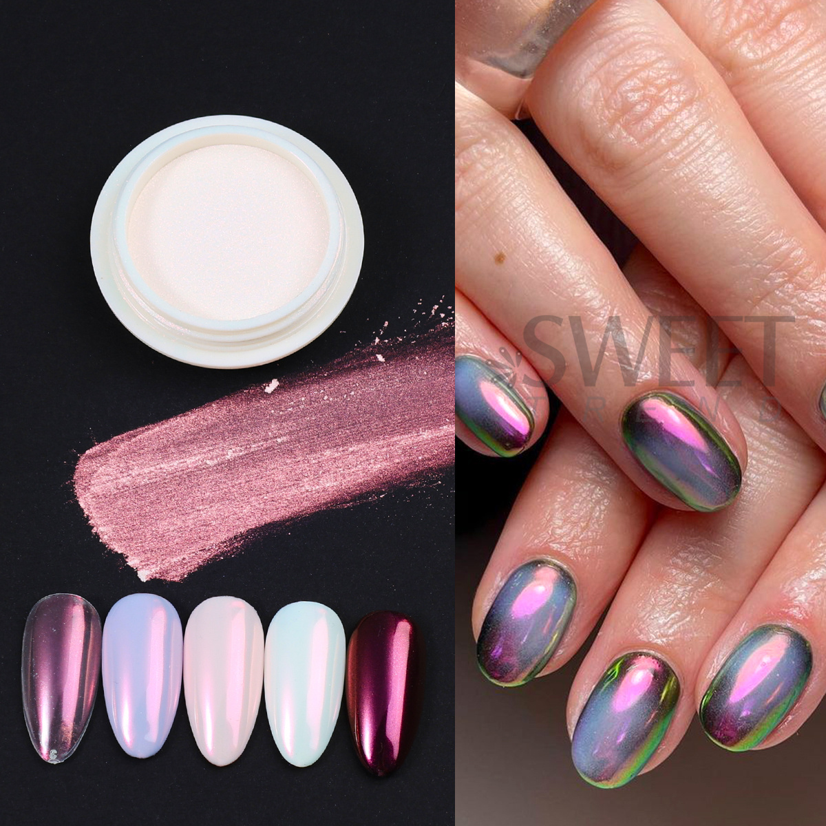 10 Colors Aurora Chrome Nails  - Nail Glitter Chrome review and price