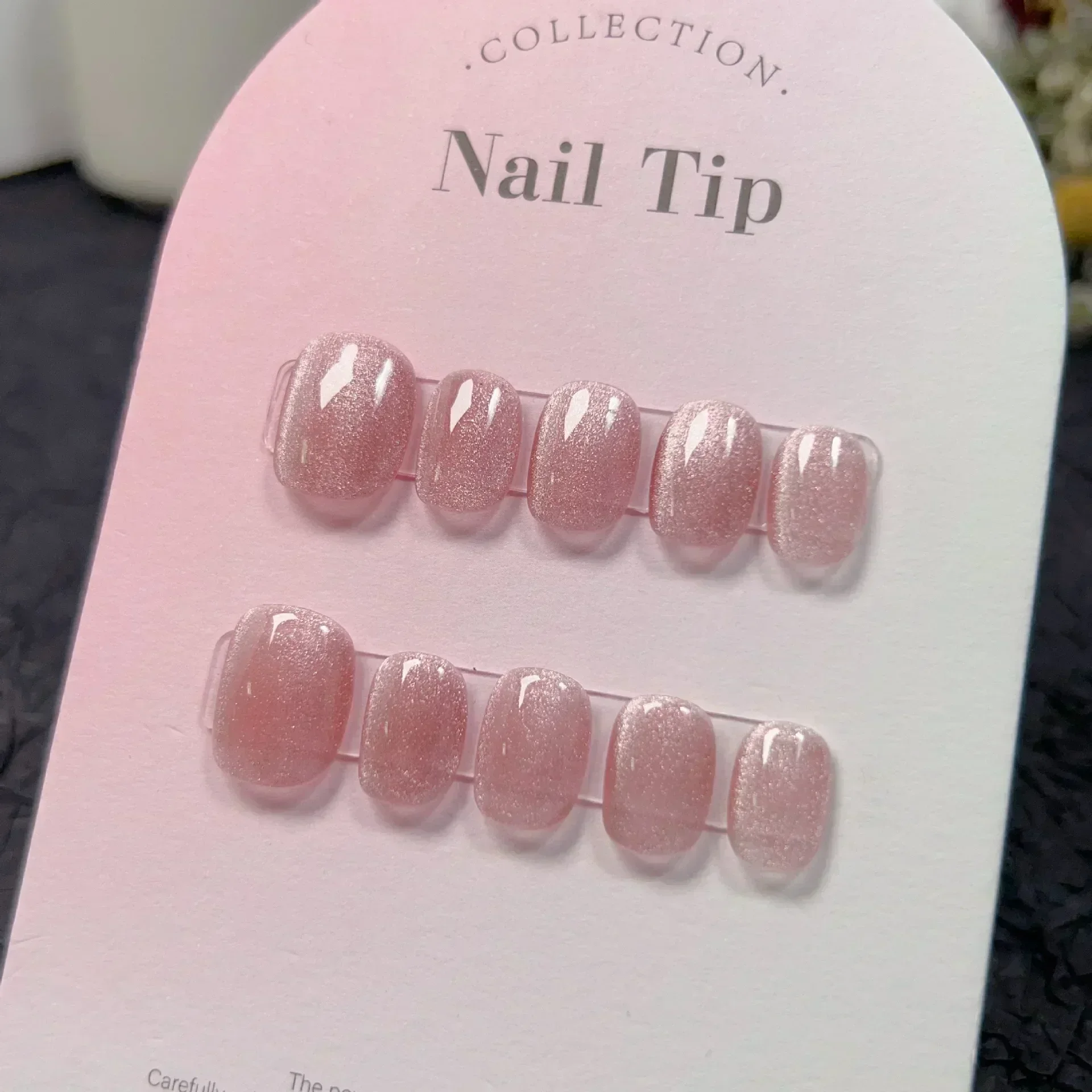 10Pcs Short Handmade Light Gre - Nail Art Full Cat Eye review and price