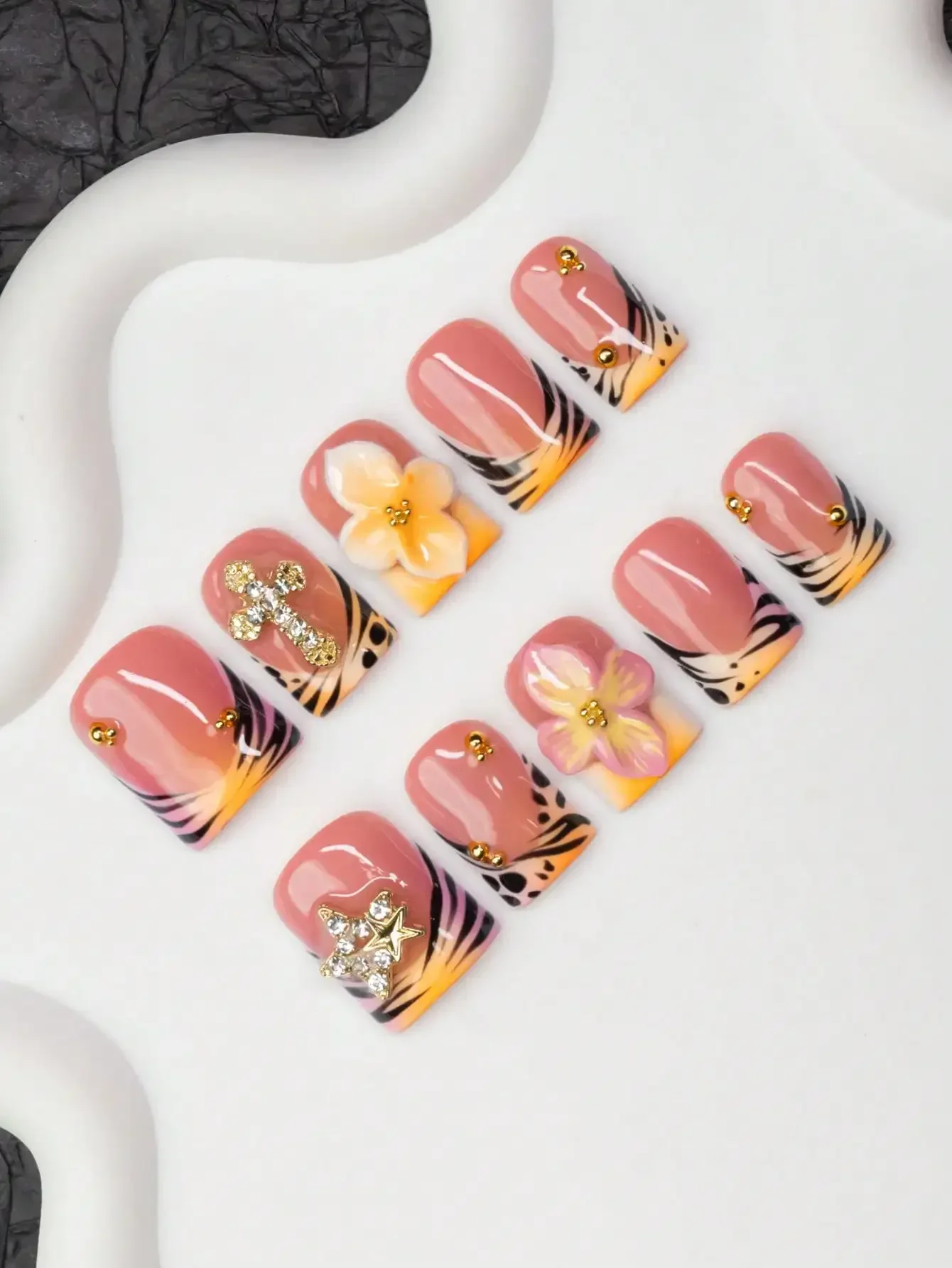 10pcs/Set Handmade Square Nail - Nail Art Zebra Design review and price